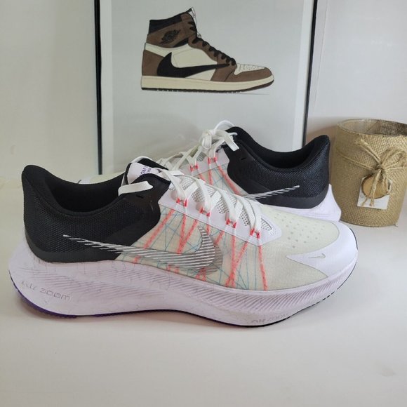Nike Air Zoom Winflo 8 White Flash Crimson Men's Running Shoes Sz 12. CW3419-101 - Picture 1 of 2